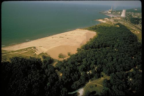 Views at Indiana Dunes National Park with Bailly Nuclear Power Plant Adjoining, Indiana