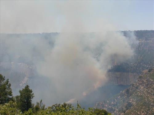 Smoke and fire photos from Swamp Point observation area, June 26, 2003, during the Powell Fire, Grand Canyon National Park