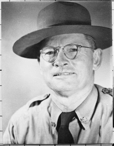 Copy Neg: J. Ernest, 1983. Joseph S. Dixon - Wildlife Biologist NPS Field School, field director. Original print in over-sized photo drawer in RL.