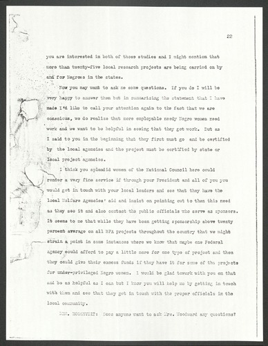 Transcript of the Conference on the Participation of Negro Women and Children in Federal Programs, April 4, 1938