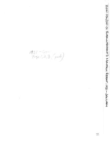 ZION 5087 Superintendents Monthly Report 1931 01