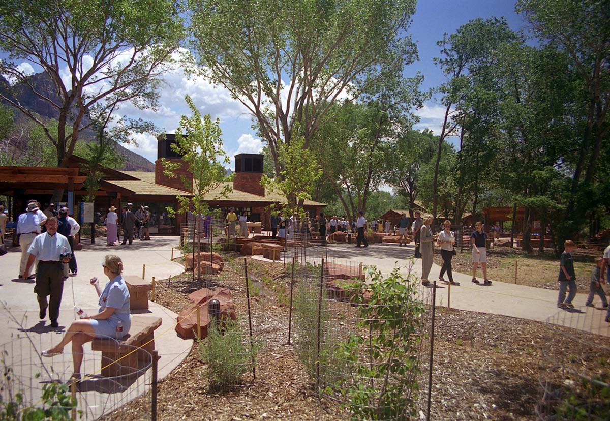 Color Photos of the official launch of the Zion shuttle system- same day as the new visitor center opening.