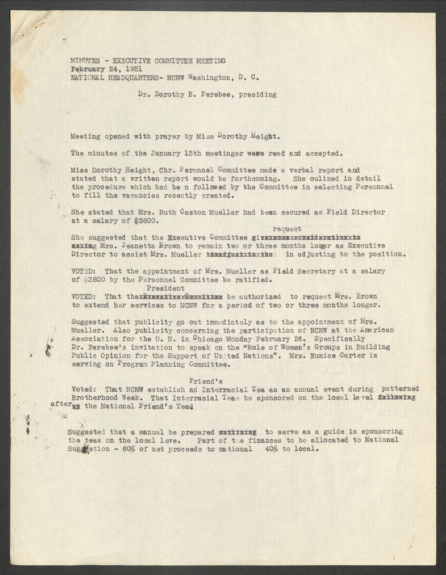 NCNW, meeting minutes, 1951
