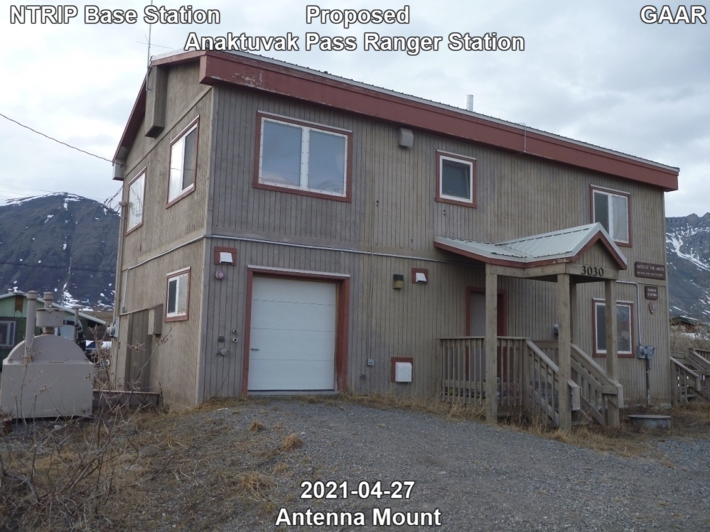 Proposed NTRIP base station antenna mount at GAAR Anaktuvak Pass Ranger Station.