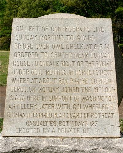 Louisiana Crescent Regiment Monument at Shiloh National Military Park in May 2004