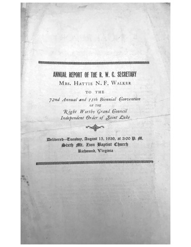 Annual Report for the Independent Order of St. Luke, 1939