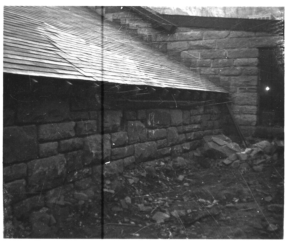 BW photo of rock slide in the maintenance yard - 110 MM.