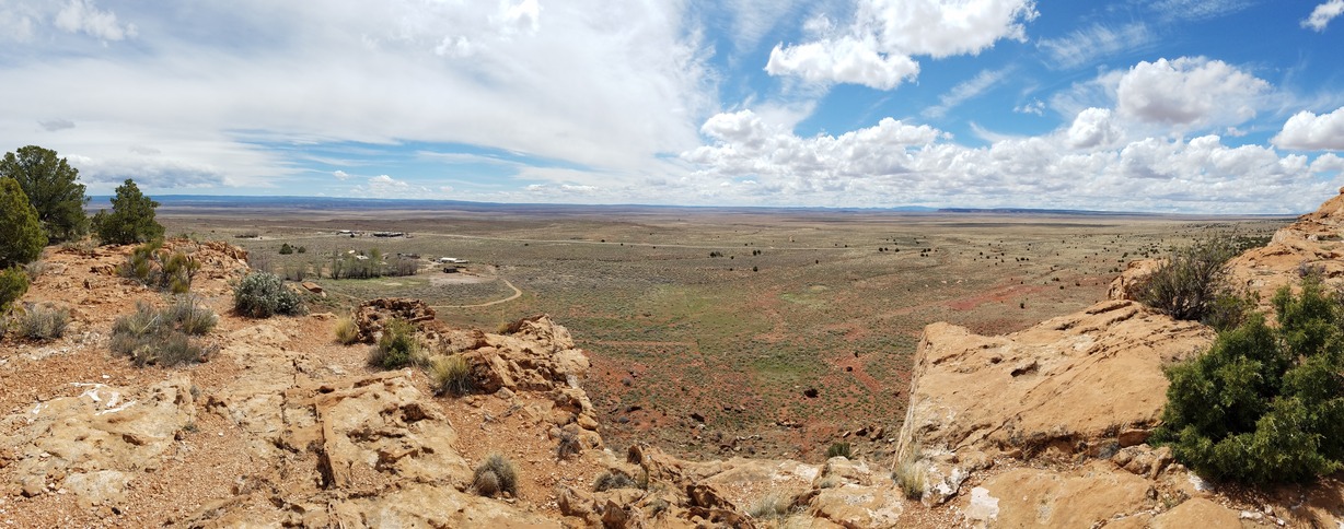 Panoramic shot of the Arizona Strip toward the Kaibab Plateau from a raised ridge looking southward