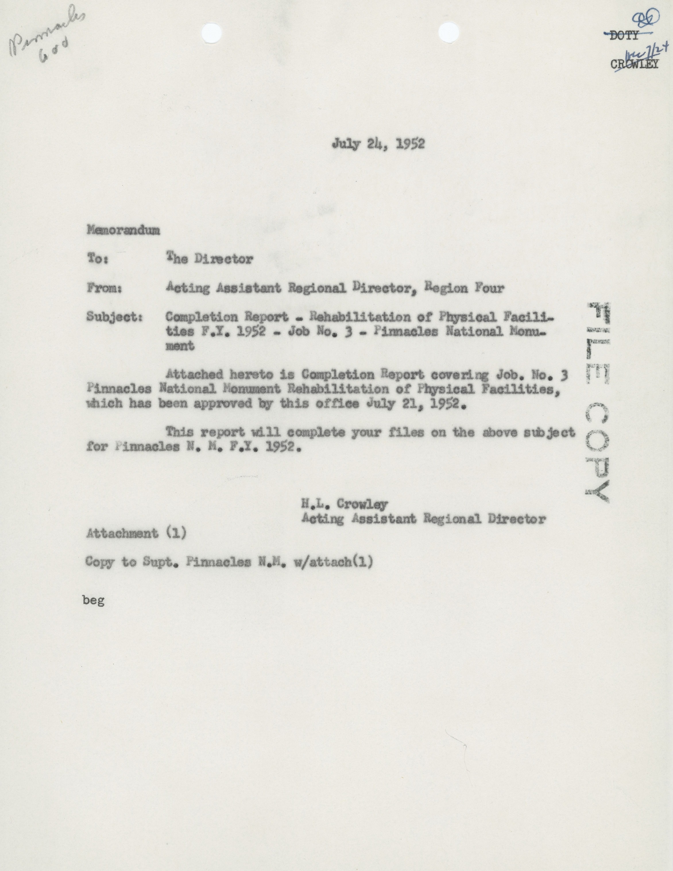 Project Completion Report Memorandum