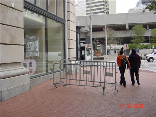 Sidewalk near main entrance at the Southeast Regional Office in October 2008