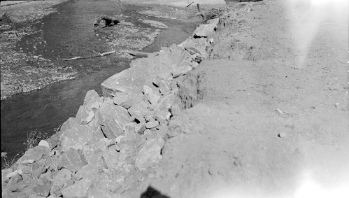 Revetment work along last bank of channel-change #2 during progress of construction.