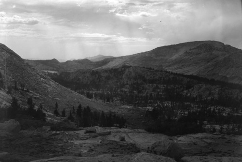 Looking toward Emerick Lake and Clouds Rest from slope just below Vogelsang Lake