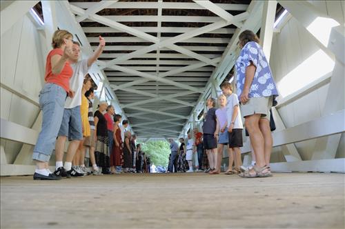 Everett Road Covered Bridge contra dancers 1