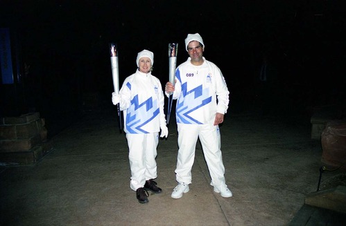 Color Photos of the ceremony surrounding the Olympic Torch passing through Zion.