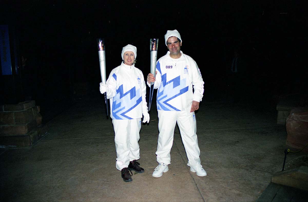 Color Photos of the ceremony surrounding the Olympic Torch passing through Zion.