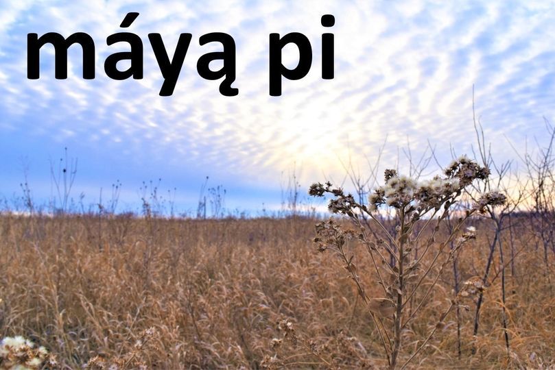 A prairie at sunrise with text over top