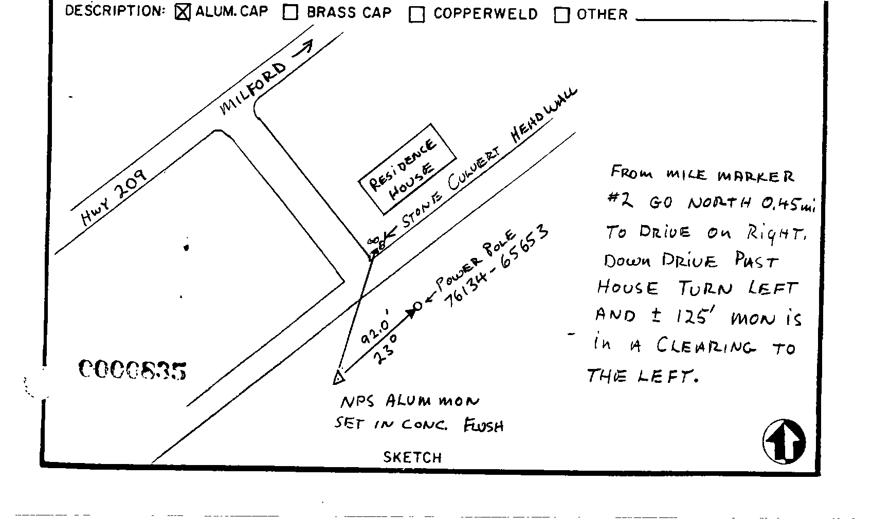 00000835 Survey Monumentation Sketch