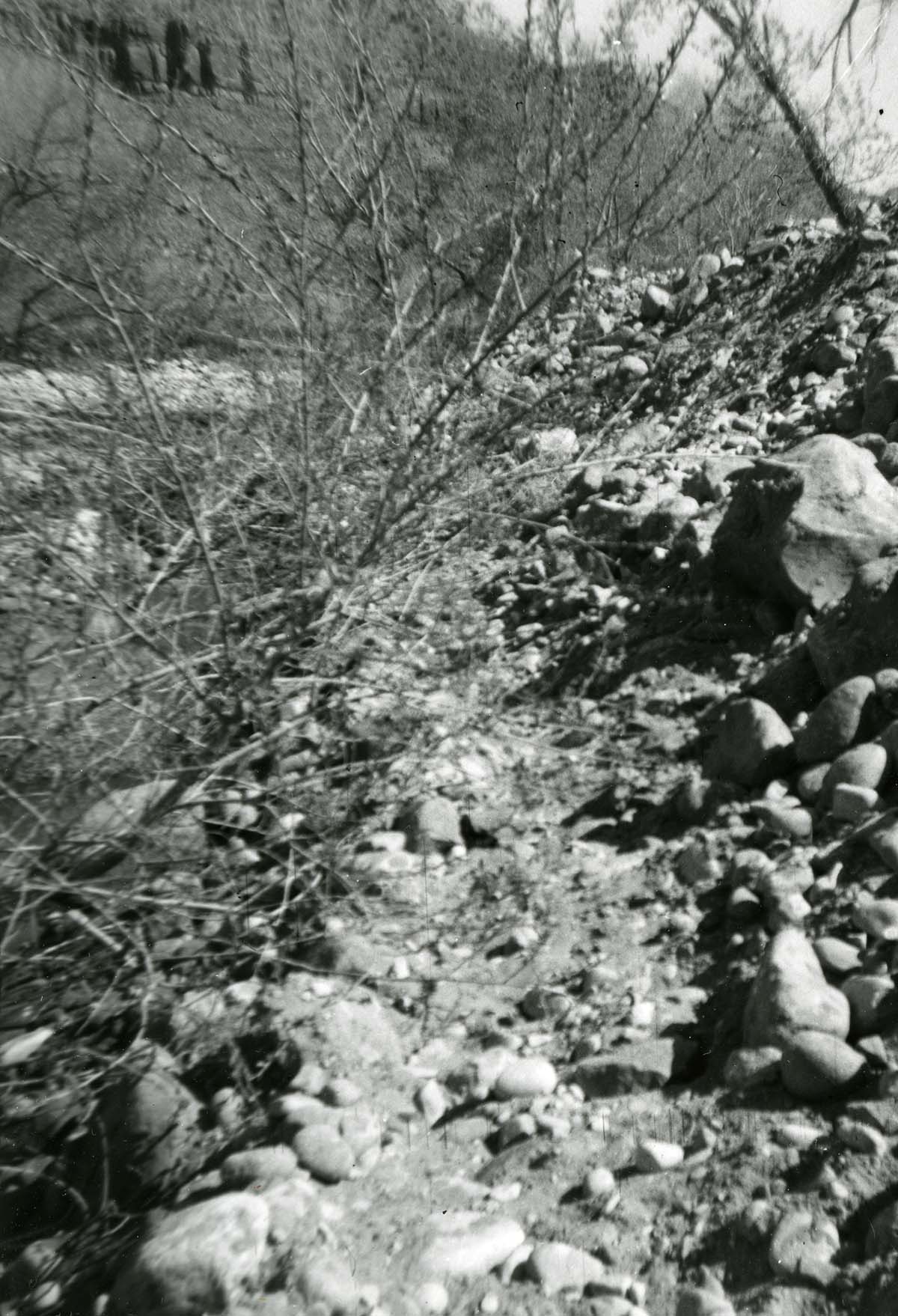BW photo of the construction/modification of the Canyon Junction Spillway on the Virgin River.