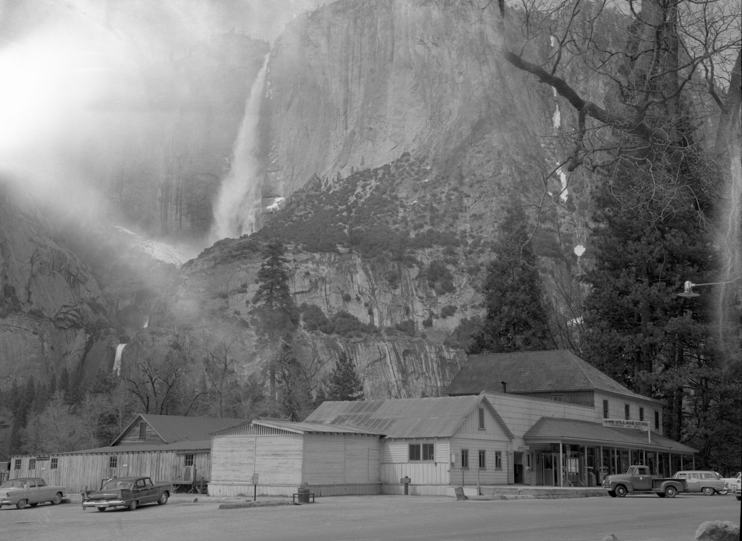 Store in Old Village. "View of structures to be eradicated under mission 66 in Yosemite" Before image.