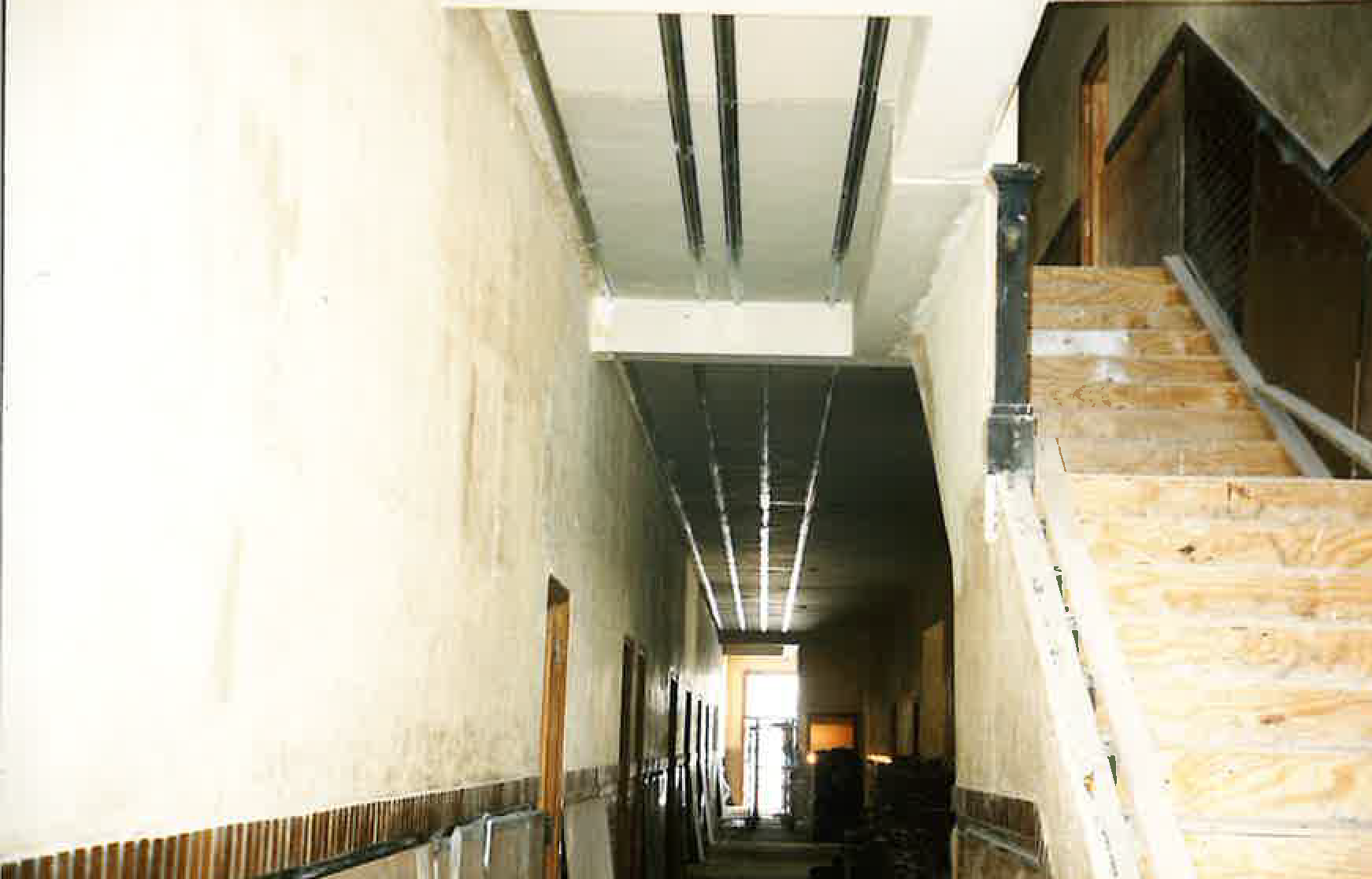 run down school hallway and stairs