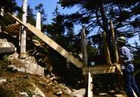 HFCA 1607_Special Events And VIPS Volume 1_369.jpg. YCC worker complteing a wooden staircase in Acadia National Park.