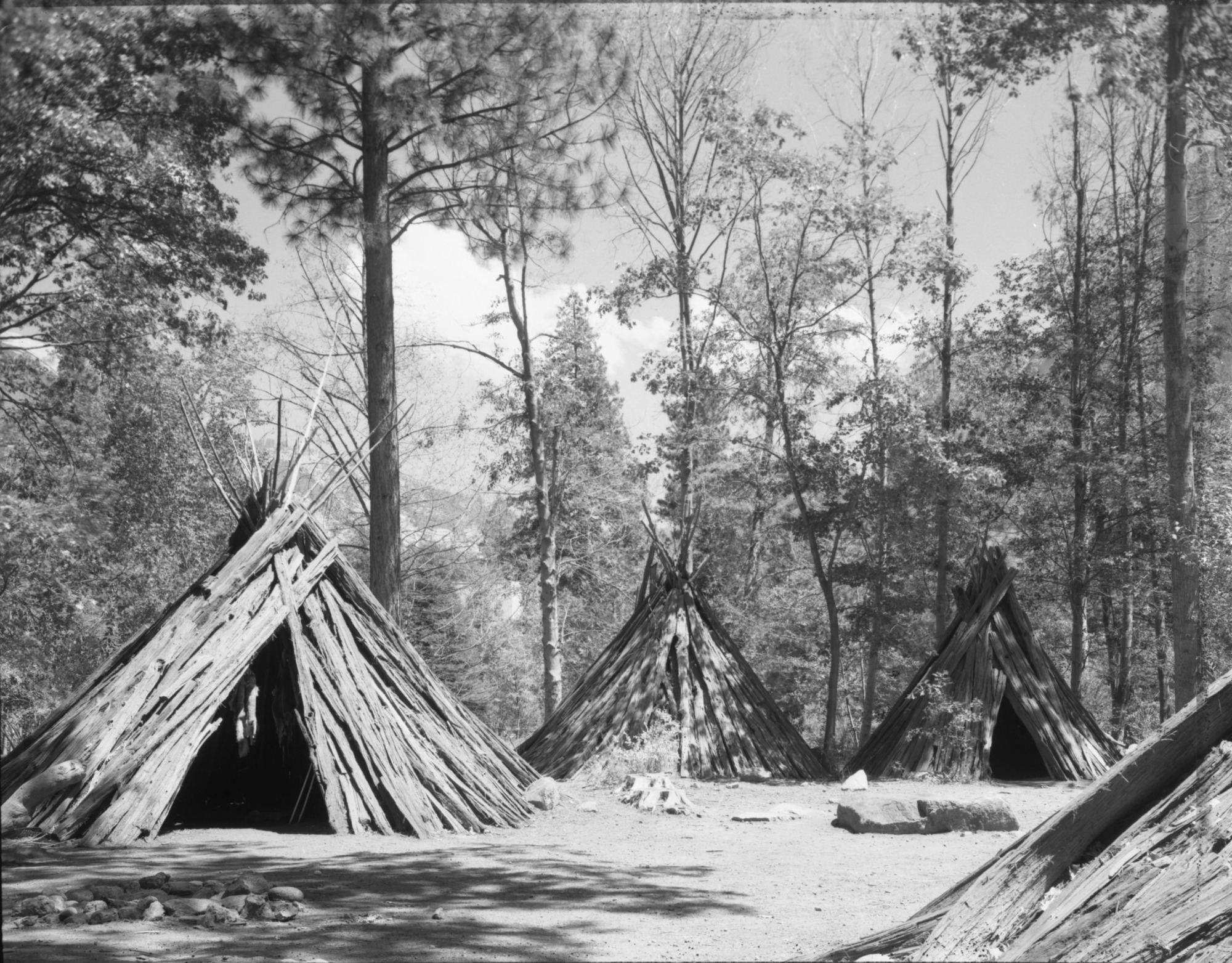 Re-constructed Indian Village behind Visitor Center. 1979 or 1980.