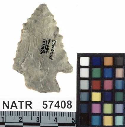 NATR   57408 -- Kirk Stemmed Cluster projectile point