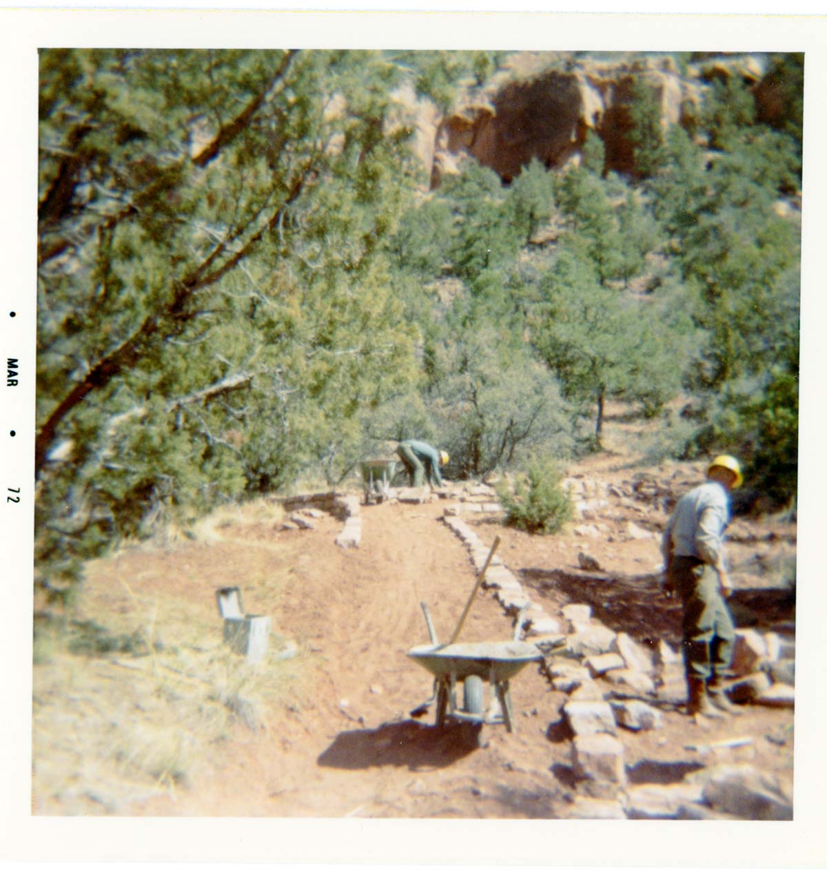 Man doing trail work on trail in Zion.