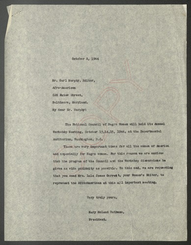 Correspondence, October - December 1944