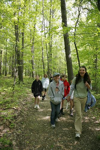 CVEEC Girl Scouts hiking on trail