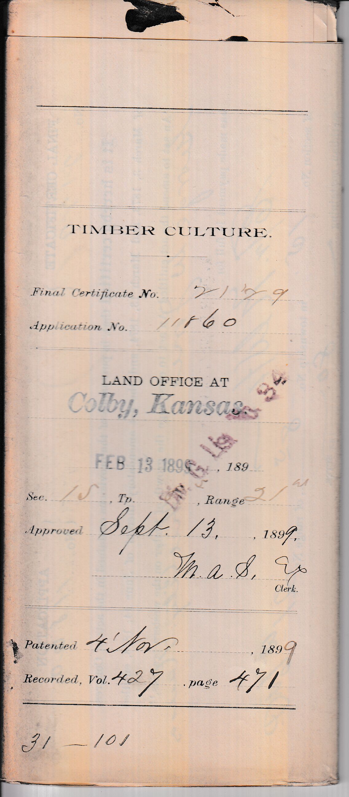 Scanned image of form. See description for text.