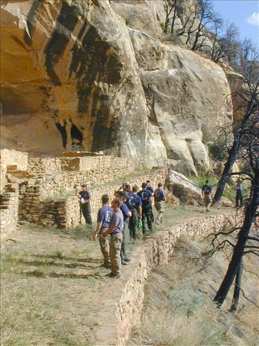 Alpine Hot Shots firefighting crew visit Mug House cliff dwelling, Mesa Verde National Park