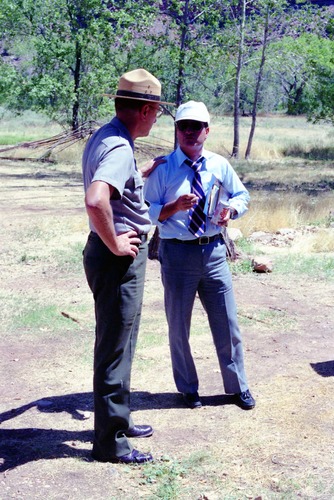 Color Photos of the parks 72nd anniversary celebrations- cake cutting, barbecue, speakers.