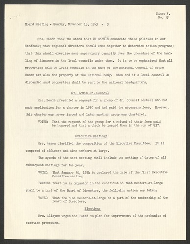 NCNW meeting minutes, 1953