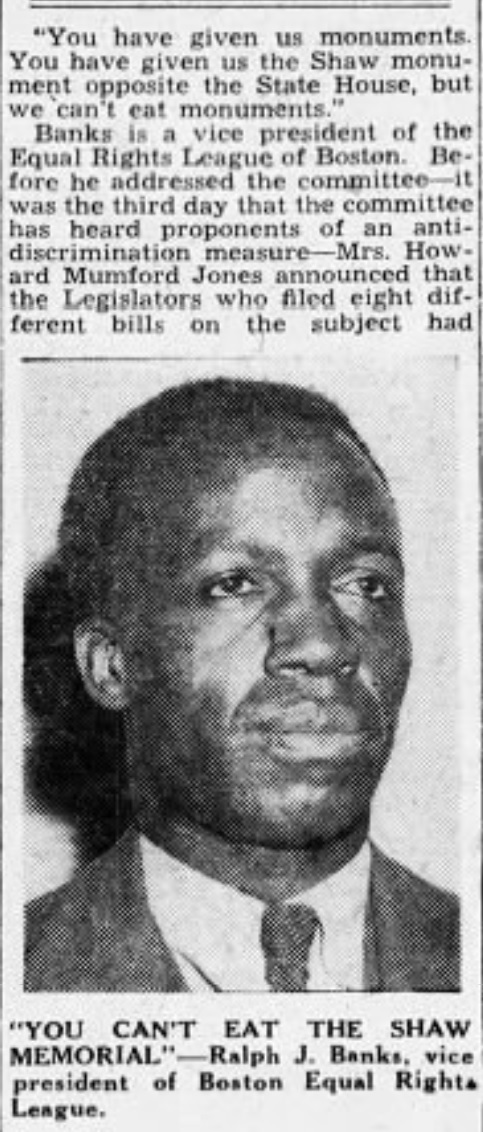 Newspaper clipping with portrait of Ralph J. Banks, and African American man. 
