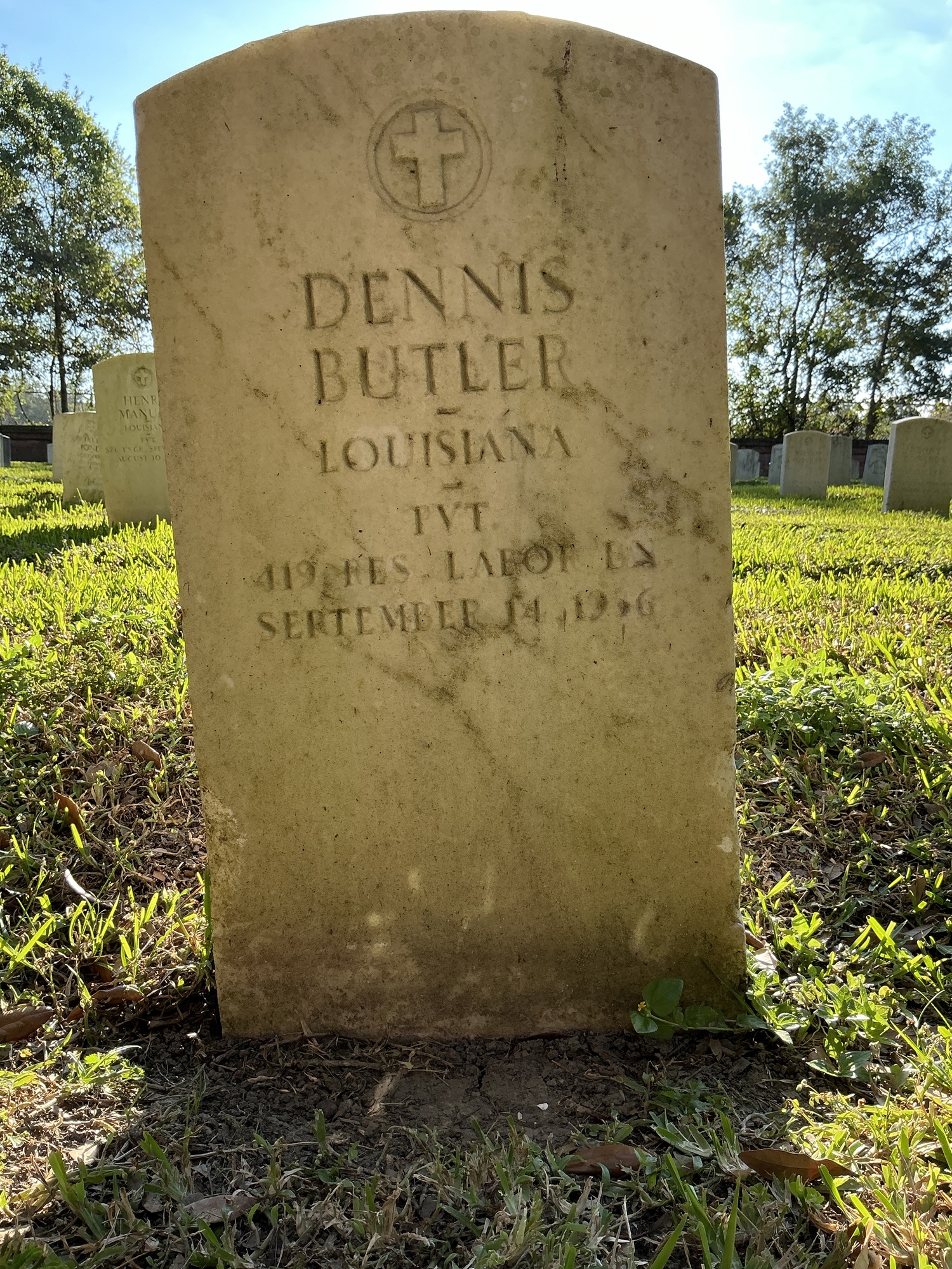 Front of upright marble headstone with flat face.