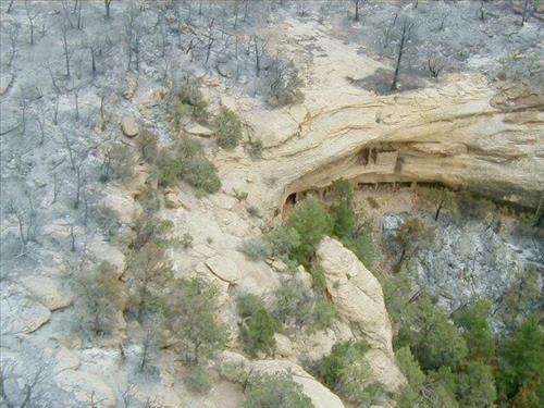 Photos of cliff dwelling ruins in the aftermath of the Long Mesa Fire, Mesa Verde National Park
