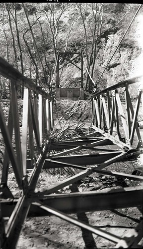Bridge on Emerald Pools Trail during construction.