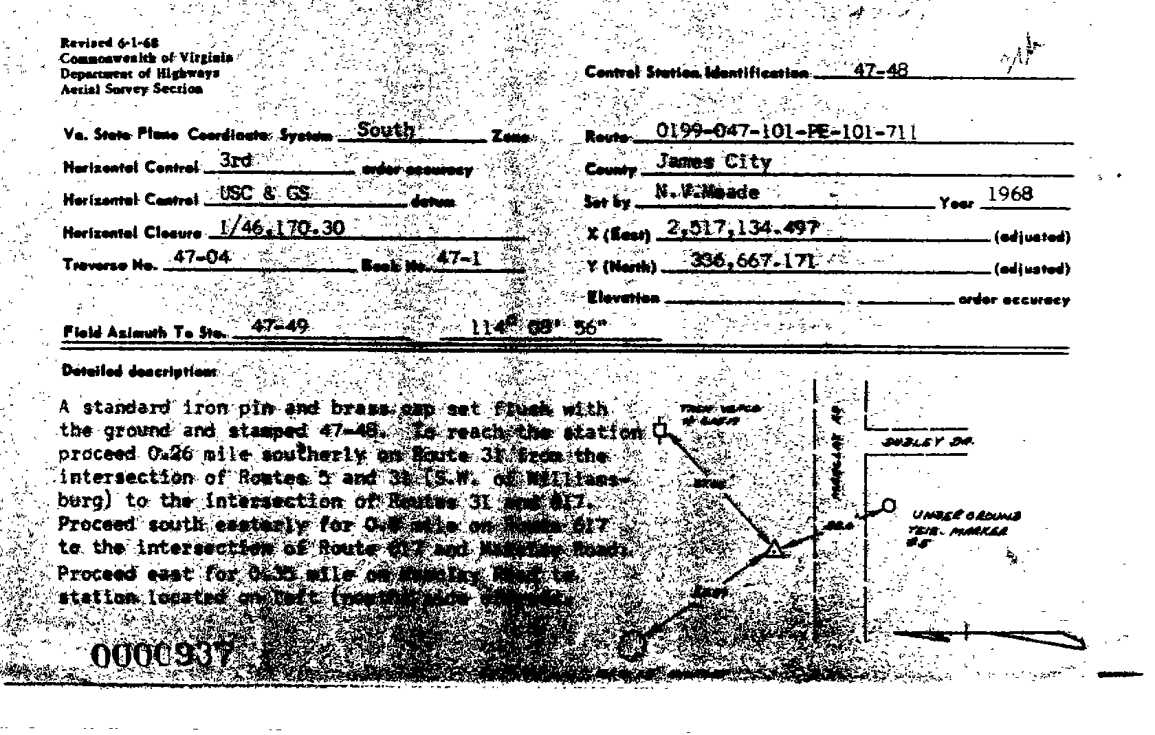 00000937 Survey Monumentation Sketch