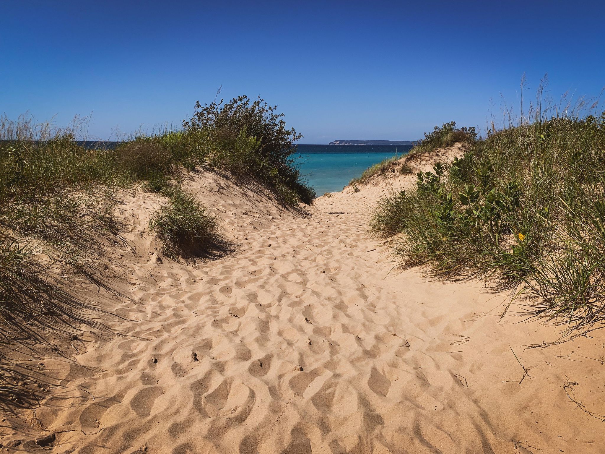 A sandy trail headed to Lake Michigan