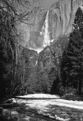 Yosemite Fall after cold night, following unusually heavy winter rains.