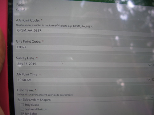 GRSM Accuracy Assessment. Plot Code: GRSM_AA_0827_1