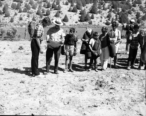 United State Representation King, his family, and Superintendent Hamilton at Bulloch's cabin on north fork of the Virgin River.