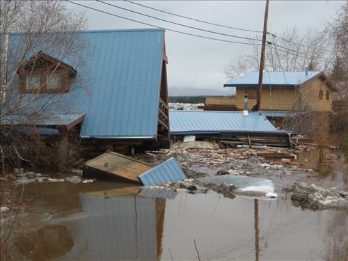Damage from Yukon River Flooding Eagle Alaska May 2009
