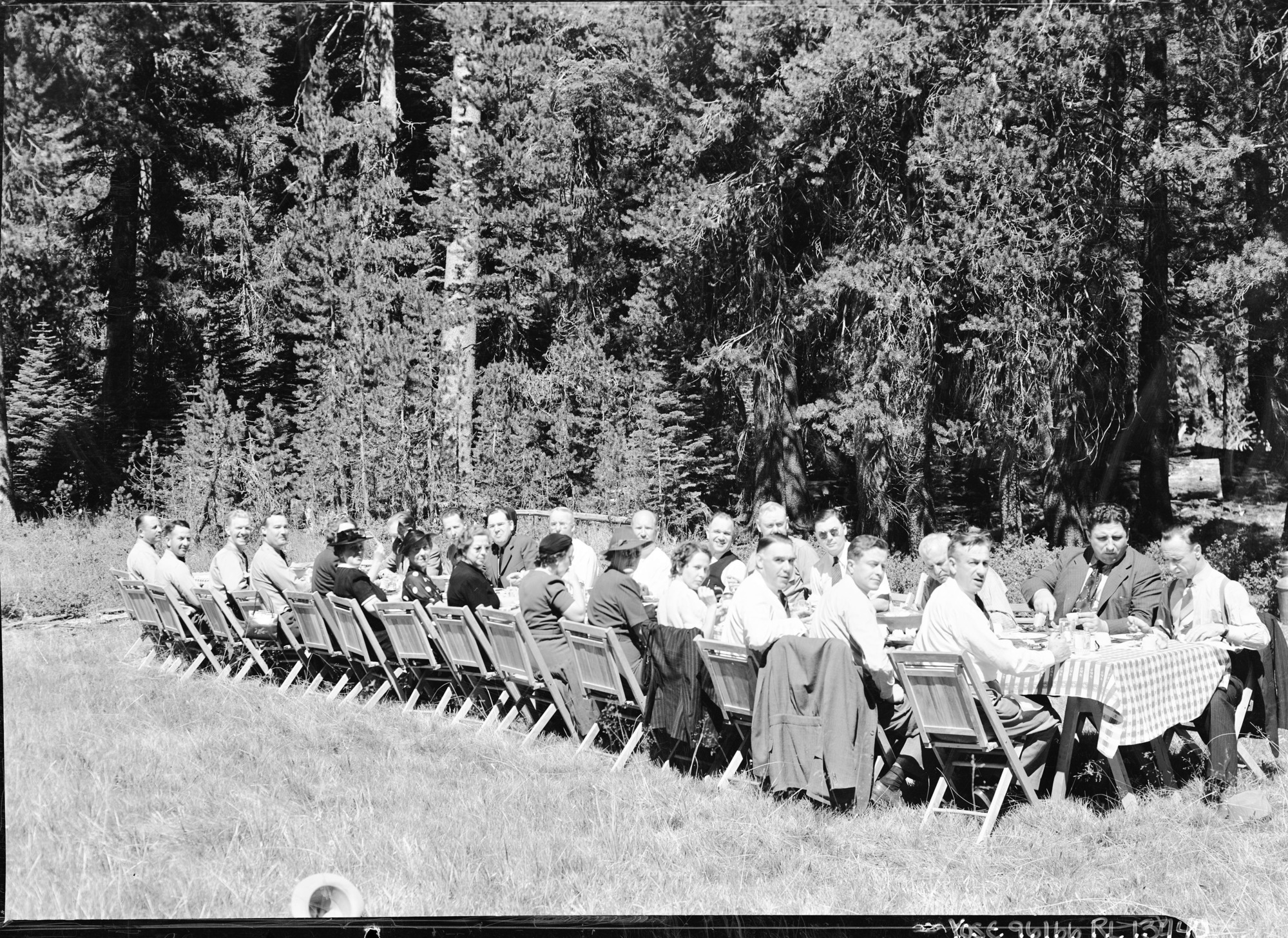 Naval Affairs Committee having lunch at Pothole Meadows near Glacier Point