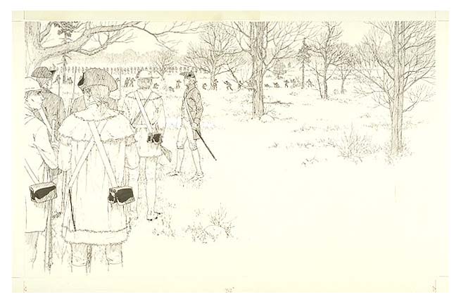 Second American defense line and skirmishers.