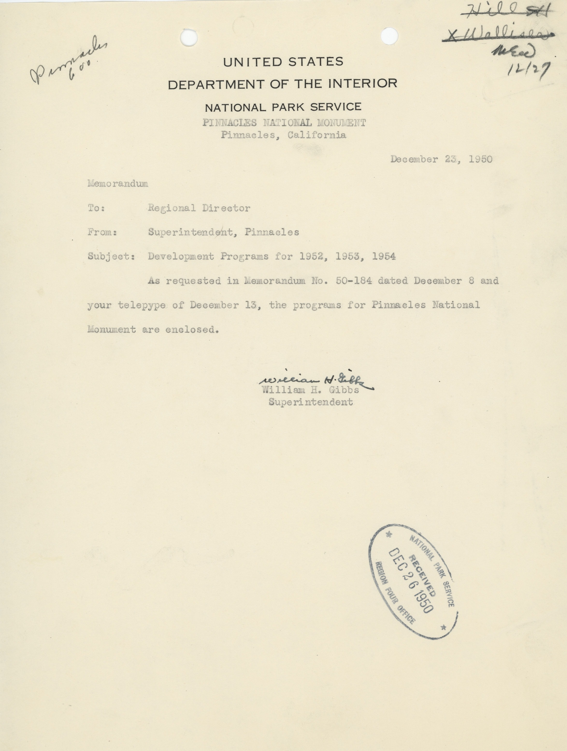 Project Construction Program Proposals Memorandum