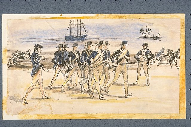 Duties Aboard Ship: landing party. A Preparatory sketch.