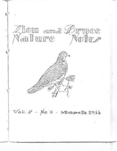 ZION 12267 Zion Bryce Nature Notes Vol7 No1 1935 March
