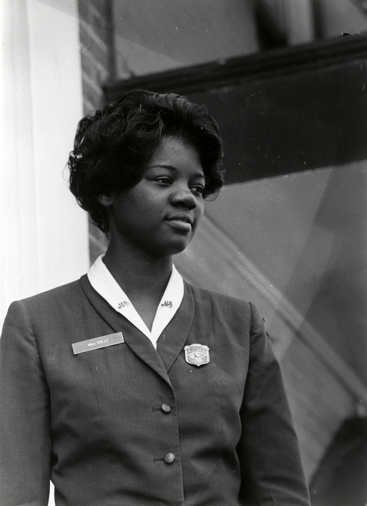 Miss Rolle in the 1962 NPS women's uniform with ranger badge.